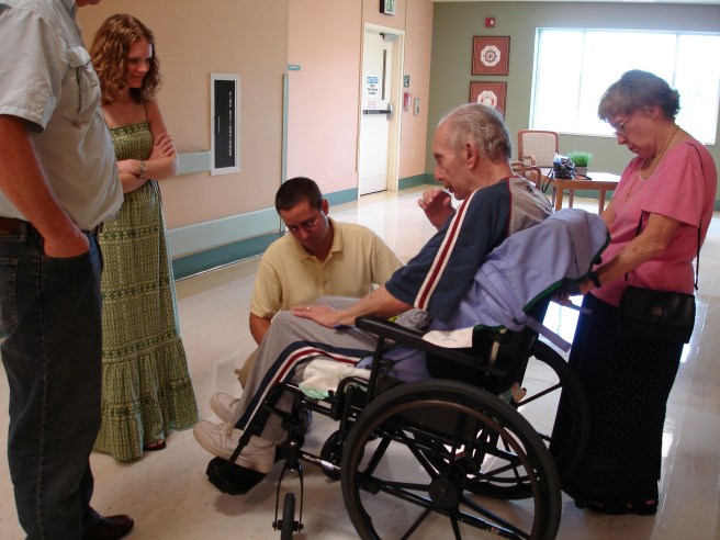 checking out Dad's new wheelchair